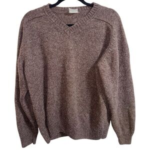 Vintage Shetland Wool V-Neck Sweater XXL Brown